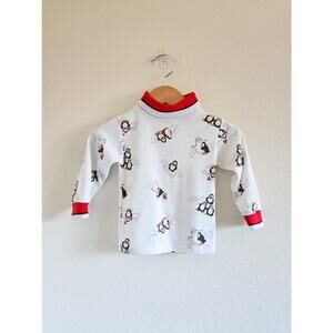 2T Vintage Healthtex AOP Winter Penquin Turtleneck Top